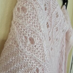 Pink Open Knit Infinity Scarf Lightweight  Loop Scarf